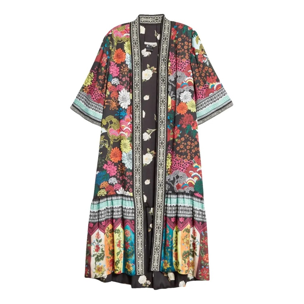 Alice + Olivia Dottie Retro Reversible Kimono Multi Combo Floral Size Med Large